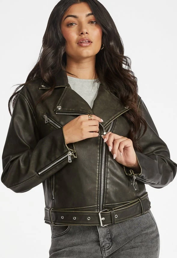 Oversized Faux Leather Moto - Image 3