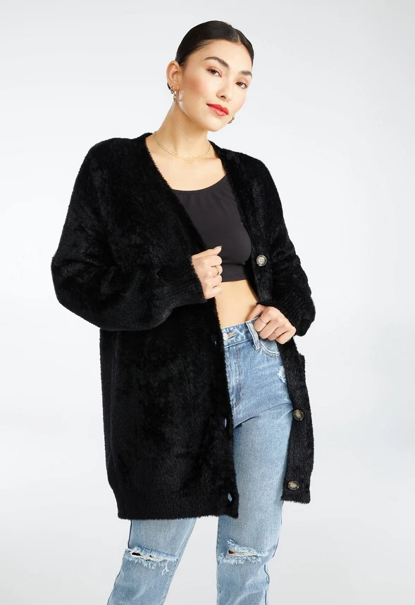 Oversized Fuzzy Boyfriend Cardigan