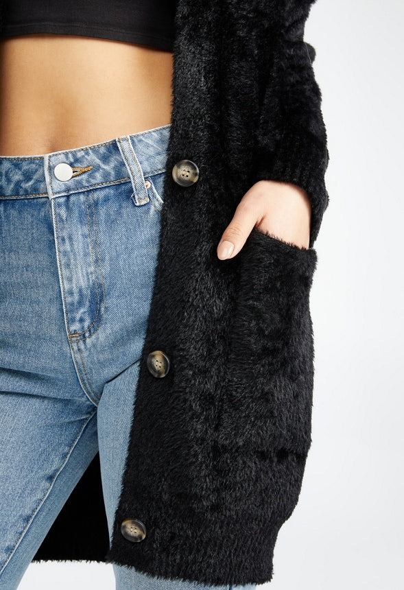 Oversized Fuzzy Boyfriend Cardigan - Image 3