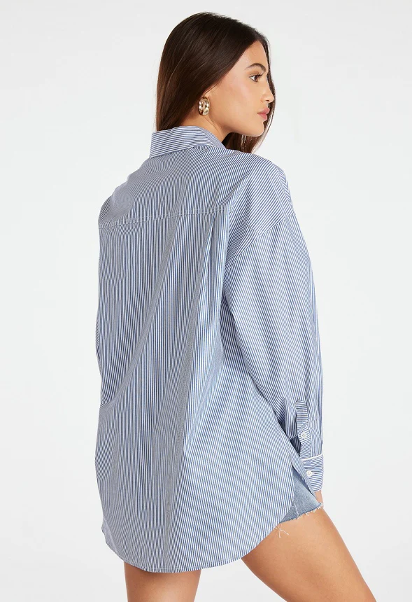 Poplin Oversized Men's Shirt With Piping - Image 3