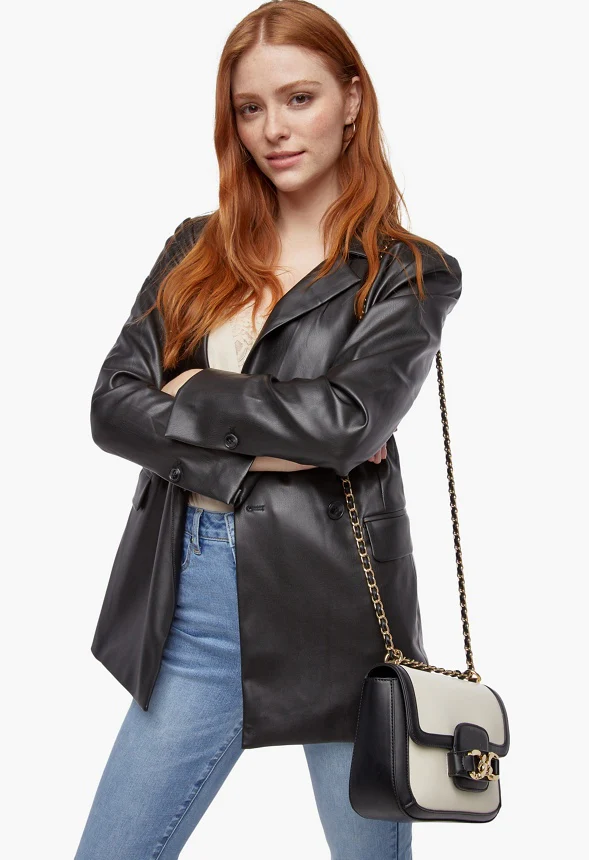 Paneled Crossbody With Chain Trim - Image 3
