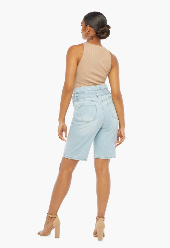 Paperbag Bermuda Denim Shorts - Image 3