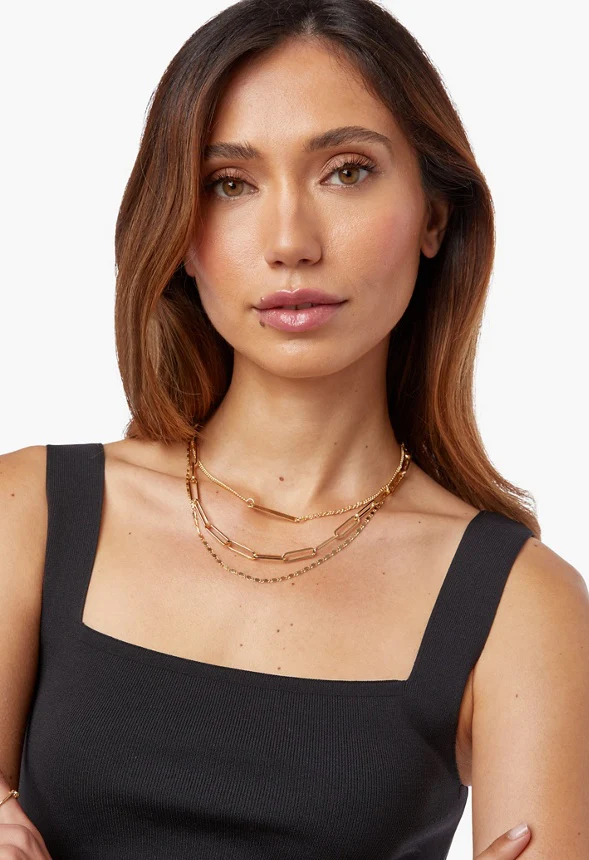 Paperclip Chain Necklace Set - Image 3