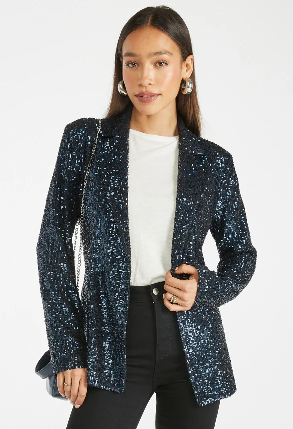 Party Sequin Wrap Blazer - Image 2