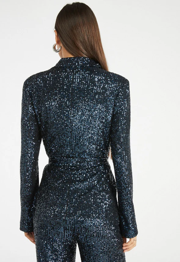 Party Sequin Wrap Blazer - Image 3