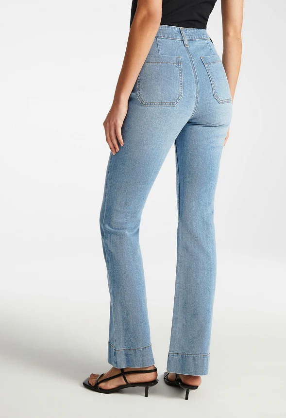 Patch Pocket Flare Leg Jeans - Image 2