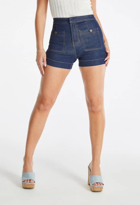 Patch Pocket Denim Shorts - Image 3
