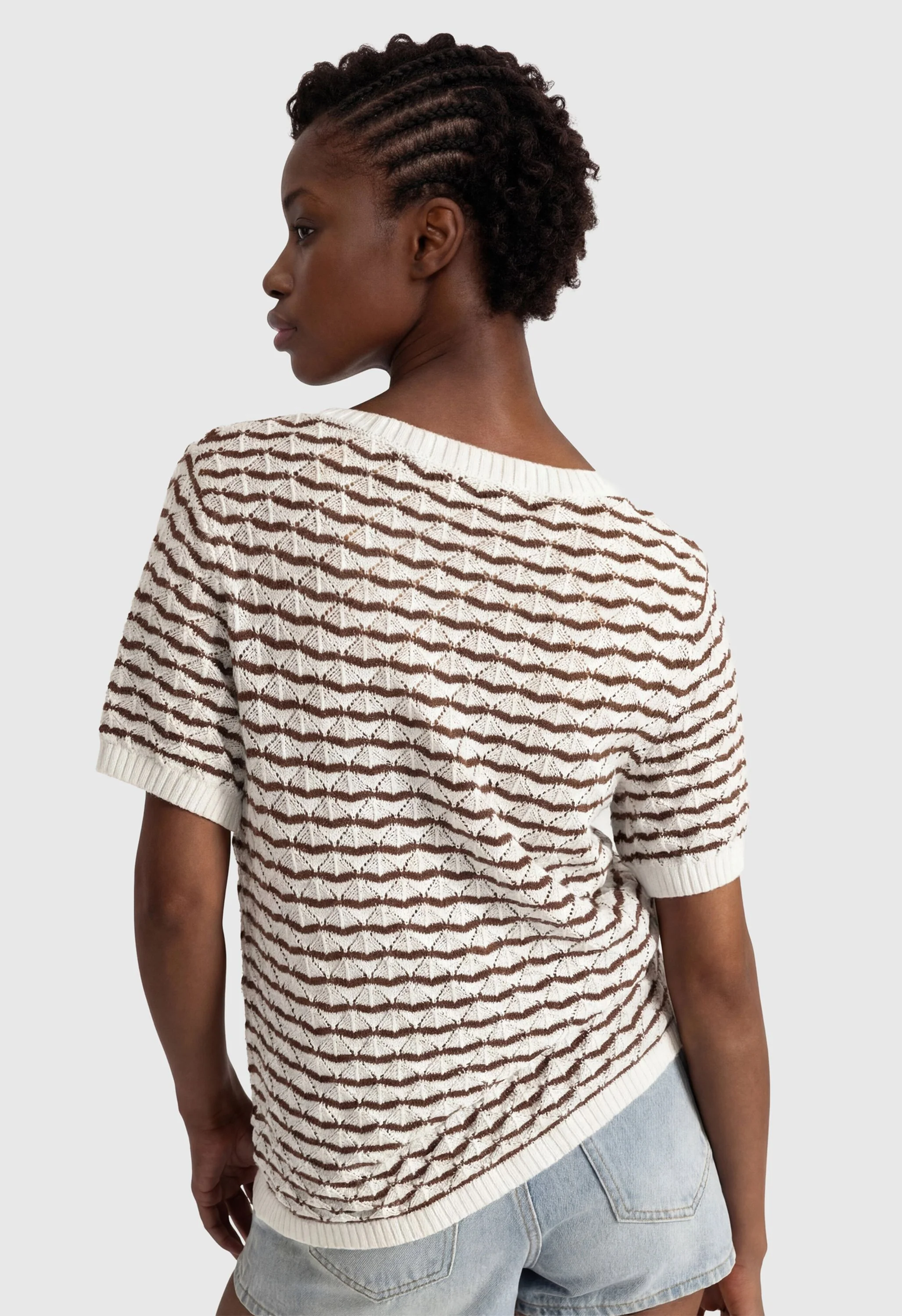 Women Knit Summer Tops Button Short Sleeve Sweater - Image 2