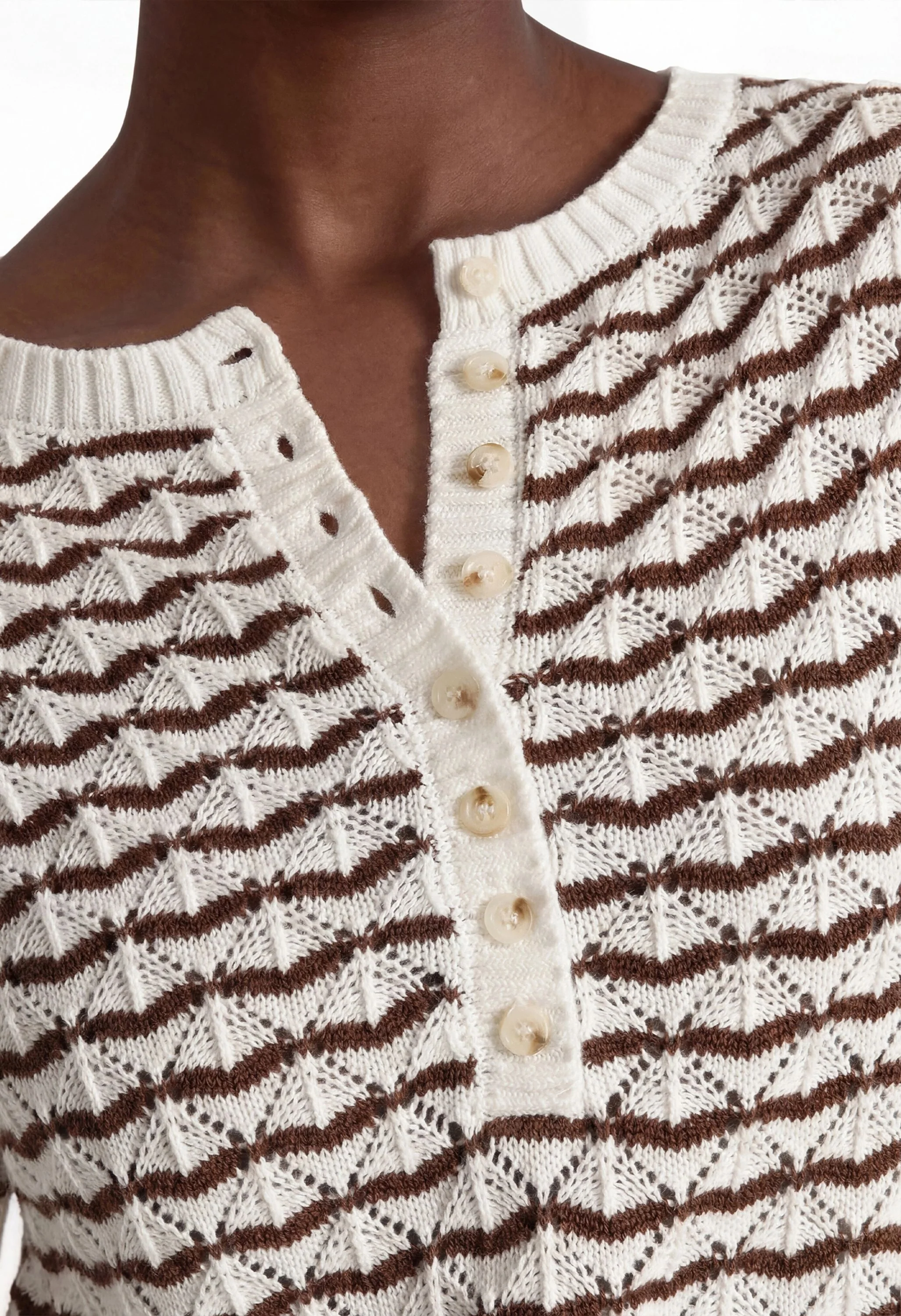 Women Knit Summer Tops Button Short Sleeve Sweater - Image 5