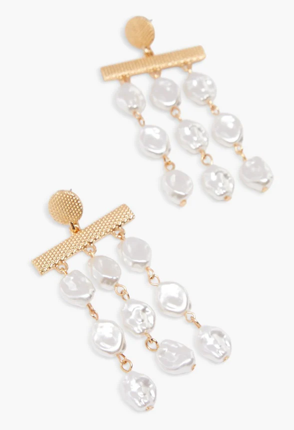 Pearl Coin Chandelier Earrings - Image 2