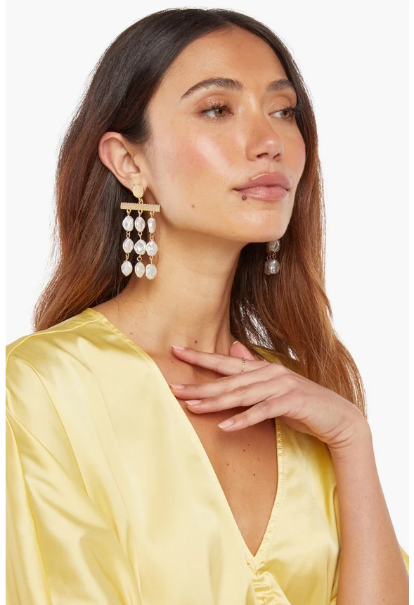 Pearl Coin Chandelier Earrings - Image 3