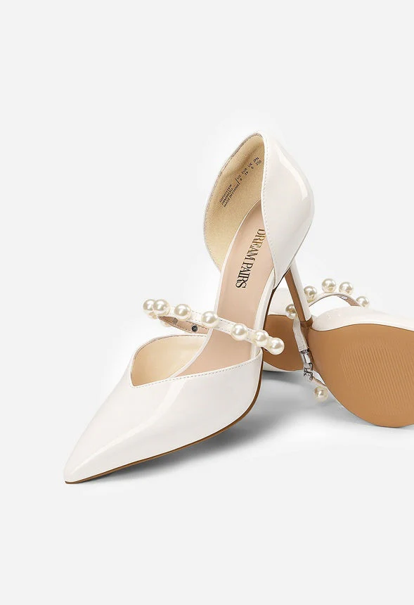 Pearl Straps Pointed Toe Stiletto Heel Pump - Image 4