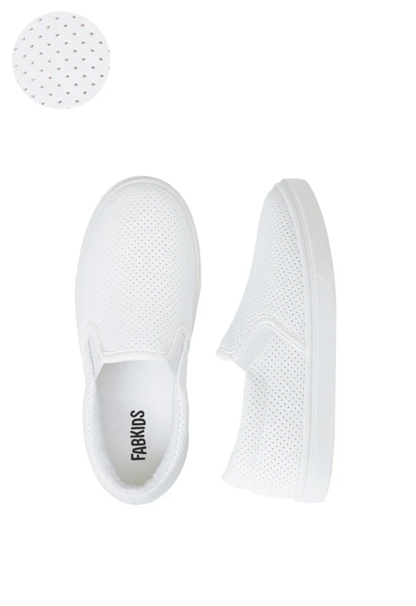 Perforated Faux Leather Slip On Sneaker