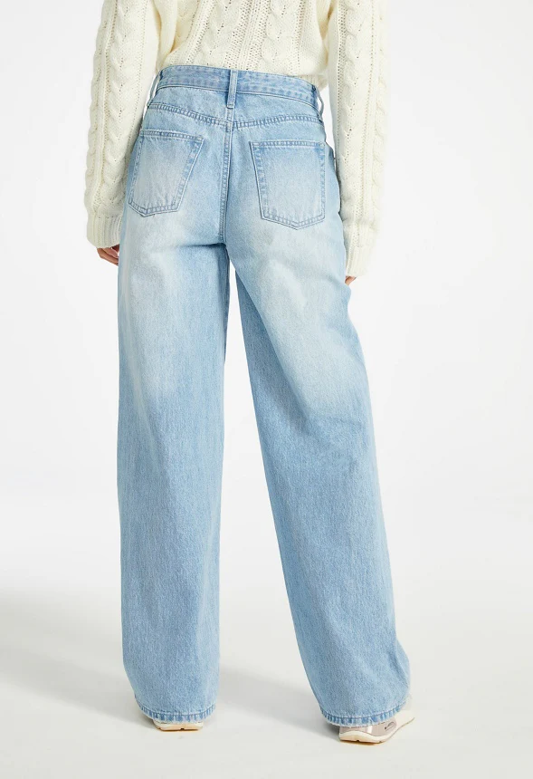 Peyton Crossover Mid Rise Wide Leg Jeans - Image 3