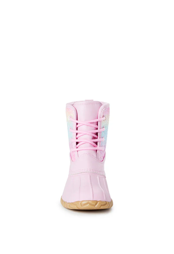 Pink Glitter Lace Up Duck Boot - Image 4