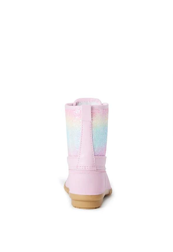 Pink Glitter Lace Up Duck Boot - Image 5