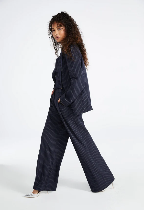 Pinstripe Wide Leg Trousers - Image 5