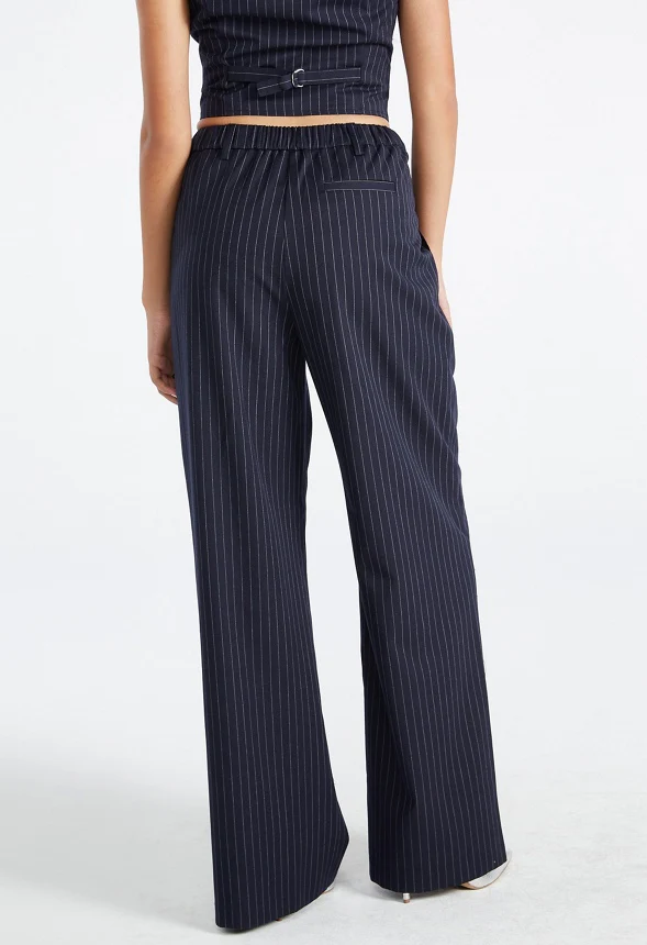 Pinstripe Wide Leg Trousers - Image 4