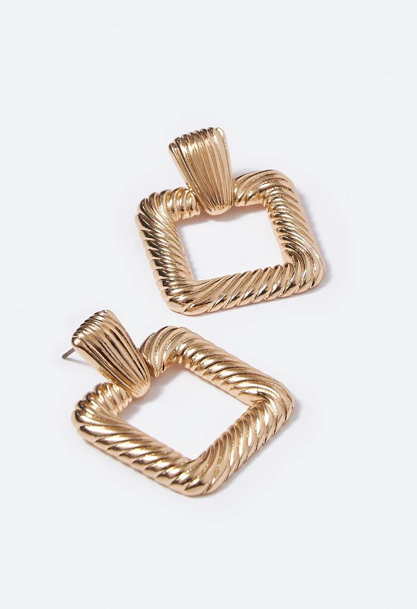 Piper Textured Square Door Knocker Earrings - Image 3
