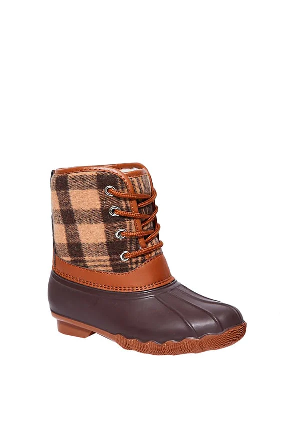 Plaid Lace Up Duck Boot - Image 2