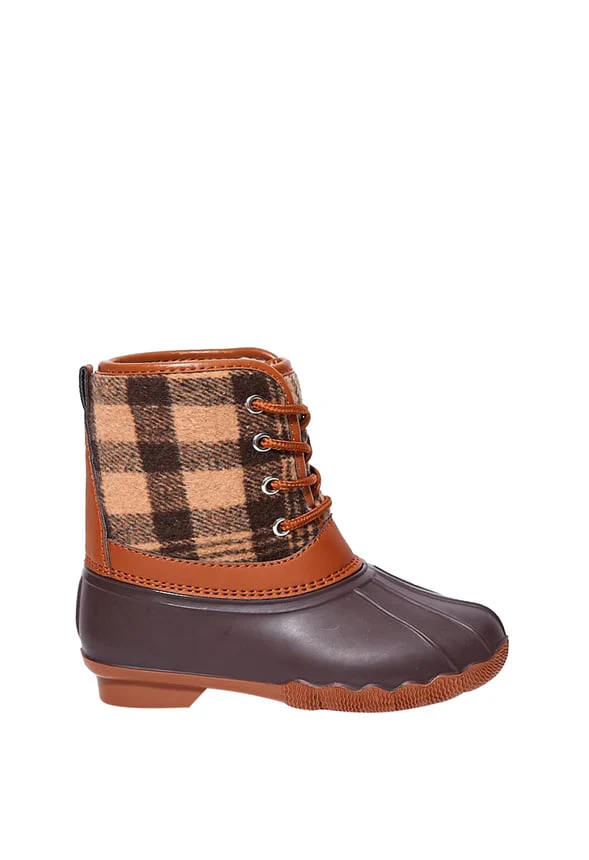 Plaid Lace Up Duck Boot - Image 3