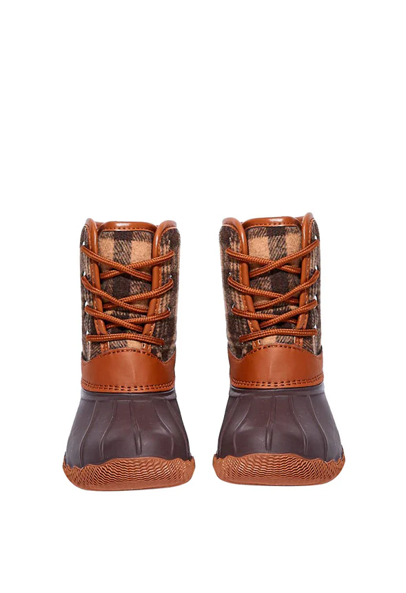 Plaid Lace Up Duck Boot - Image 4