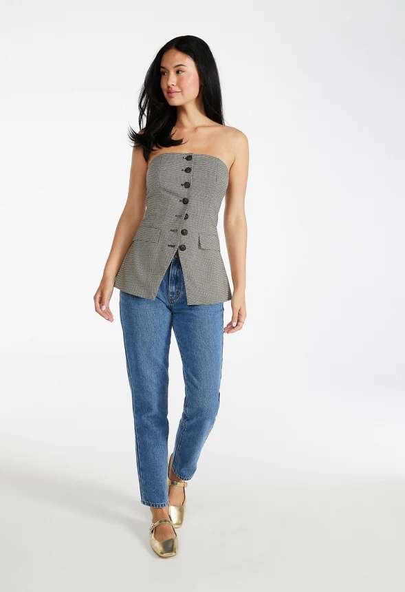 Plaid Strapless Top - Image 5