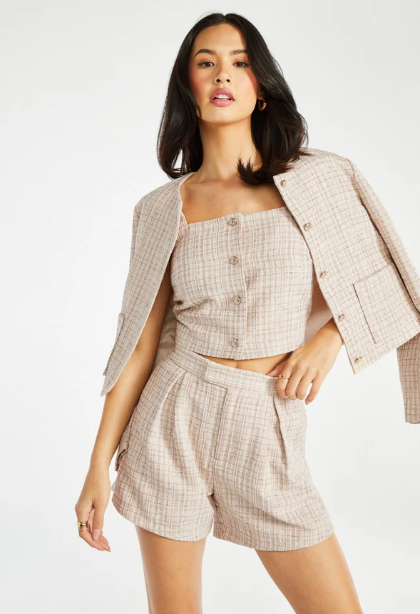 Pleated Tweed Shorts - Image 2