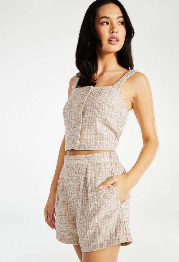 Pleated Tweed Shorts - Image 5