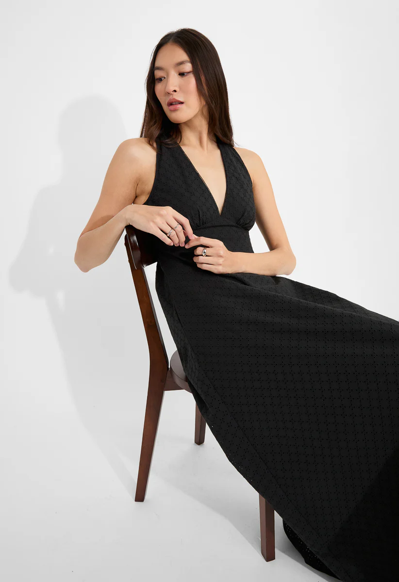 Plunge Eyelet Maxi Dress - Image 4