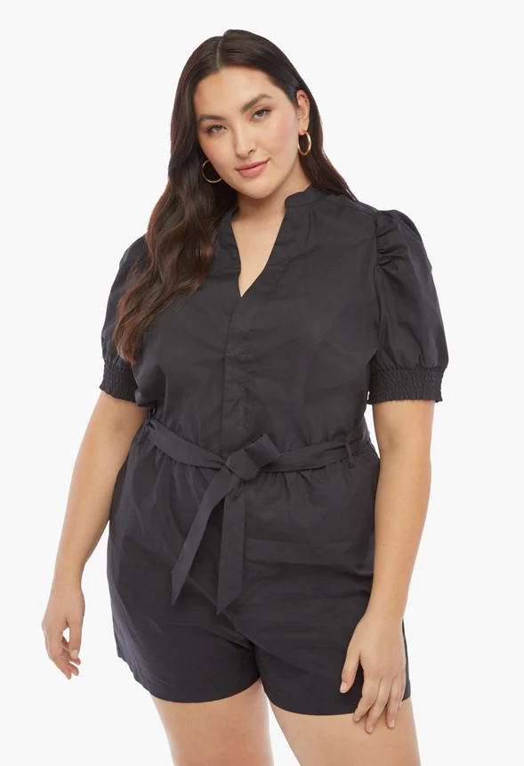 Plus Size Poplin Romper - Image 4