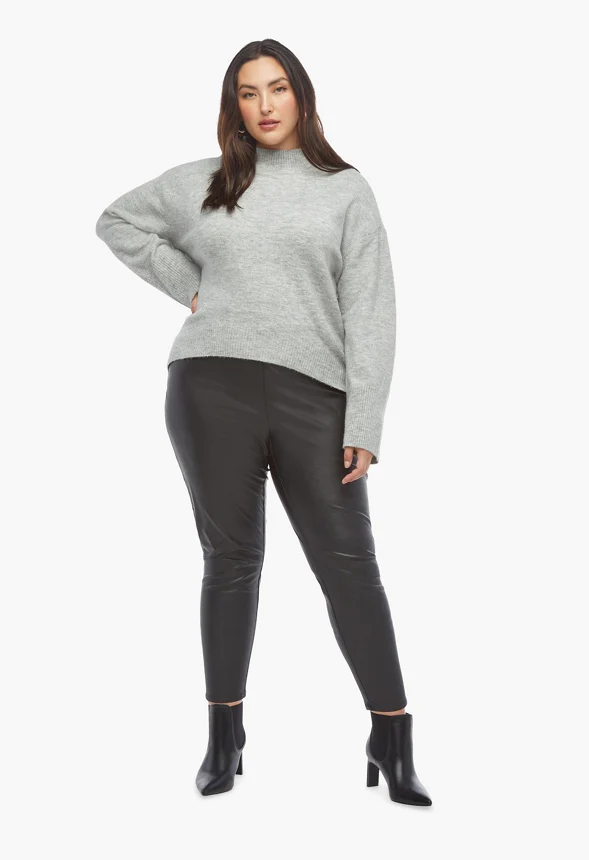 Plus Size High Rise Faux Leather Leggings - Image 4