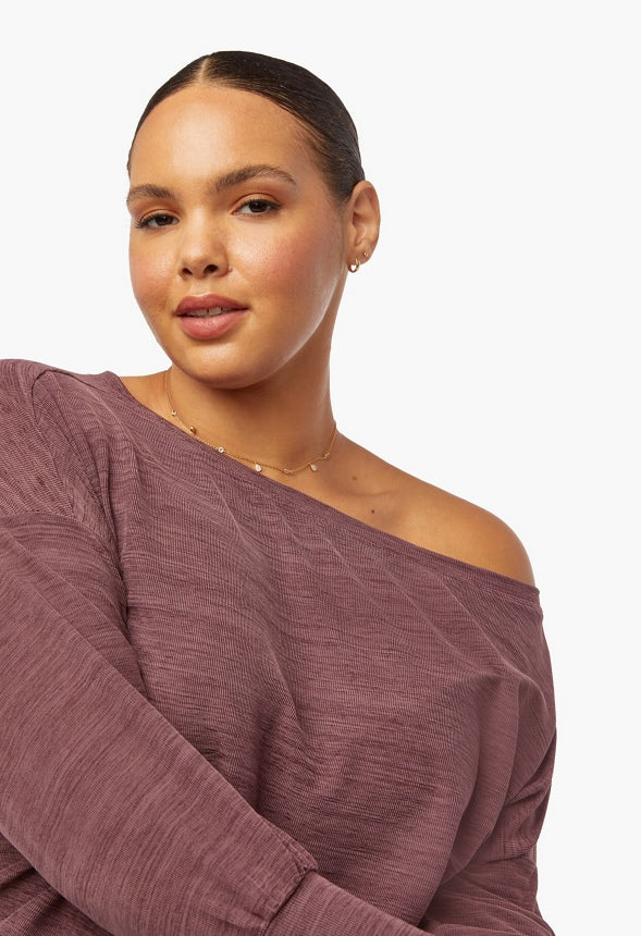 Plus Size Off Shoulder Wide Leg Lounge Set - Image 3