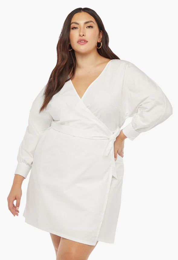 Plus Size Poplin Wrap Dress - Image 4