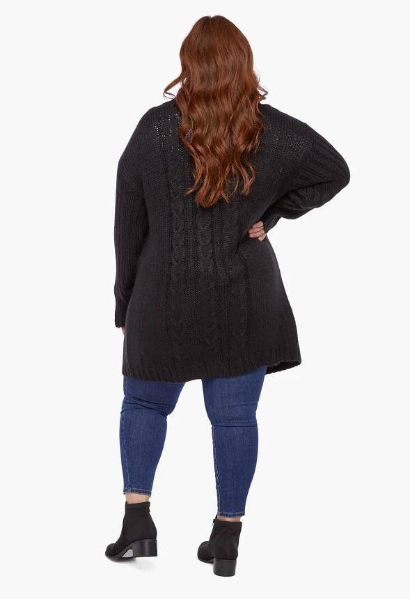 Plus Size Textured Boyfriend Cardigan - Image 2
