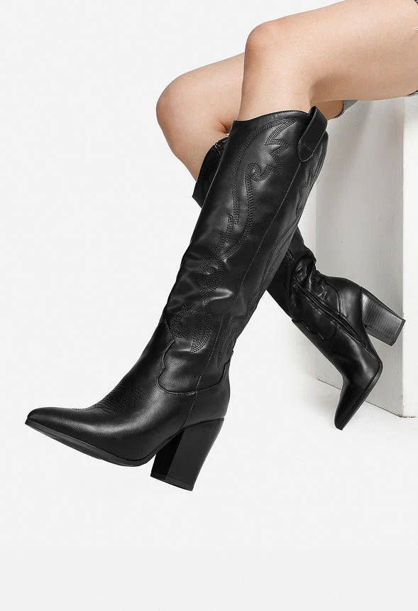 Pointed Toe Embroidered Cowboy Boot - Image 2