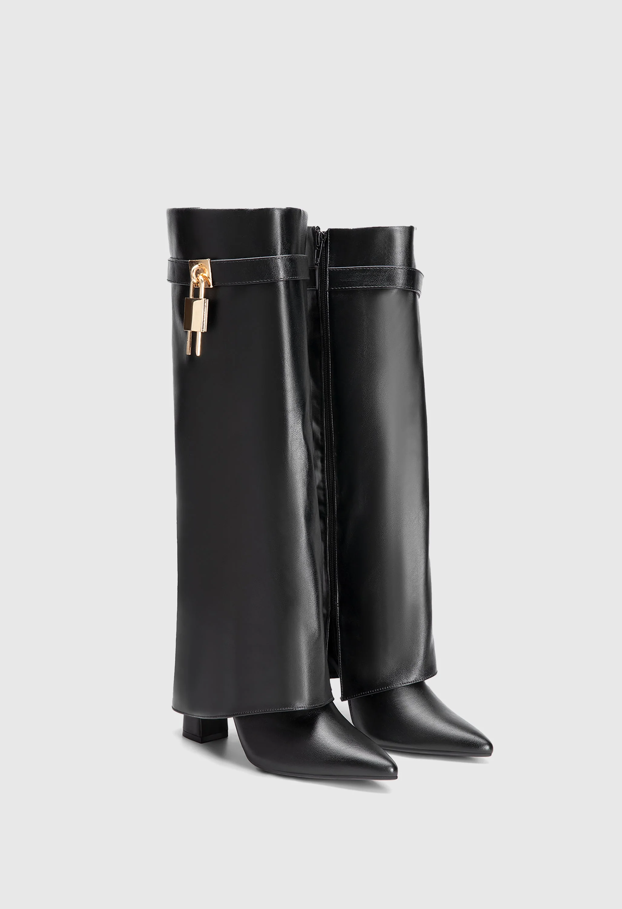 Pointed Toe Padlock Knee Boots - Image 3