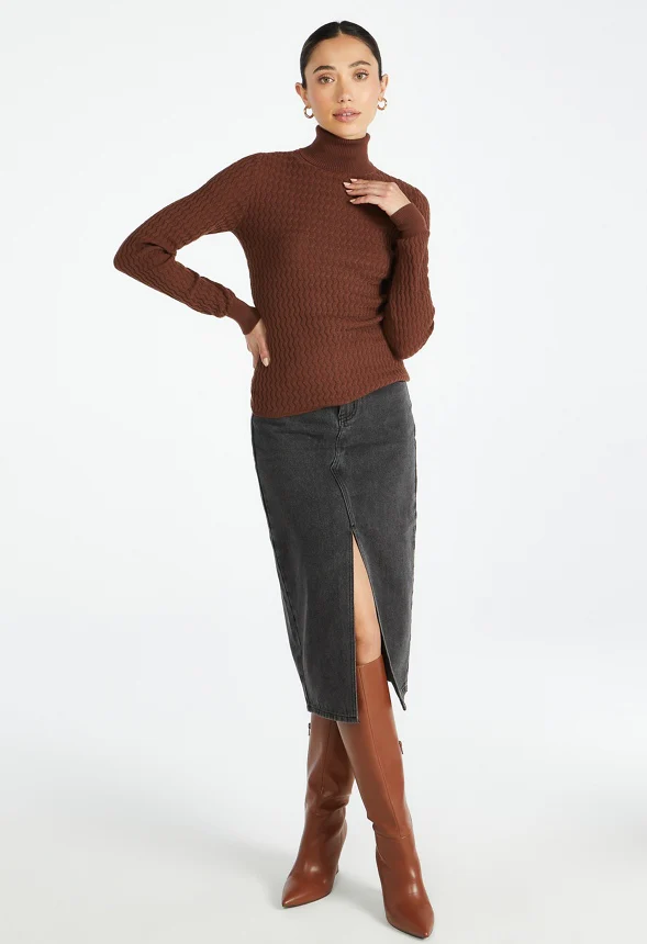 Pointelle Turtleneck Sweater - Image 3