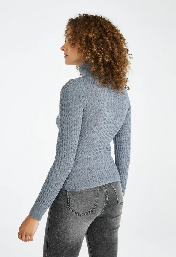 Pointelle Turtleneck Sweater - Image 2