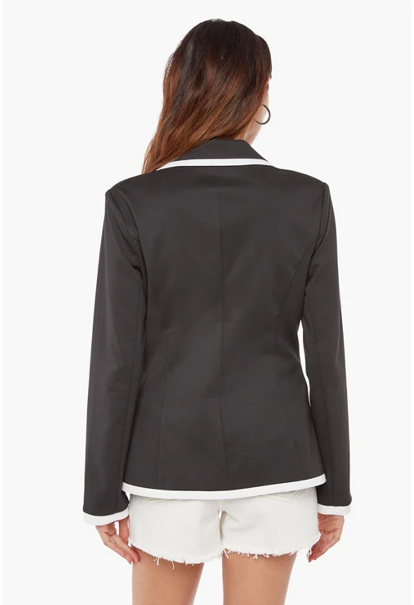 Ponte Contrast Piping Blazer - Image 3