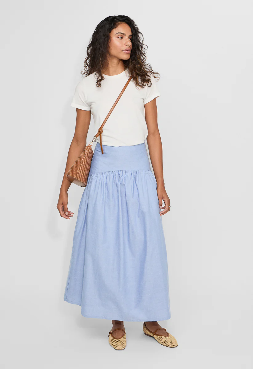 Poplin Full A-Line Midi Skirt - Image 4