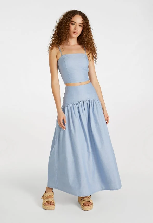 Poplin Full A-Line Midi Skirt - Image 6