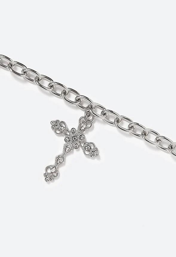 Poppy Filigree Cross Chain Necklace - Image 3