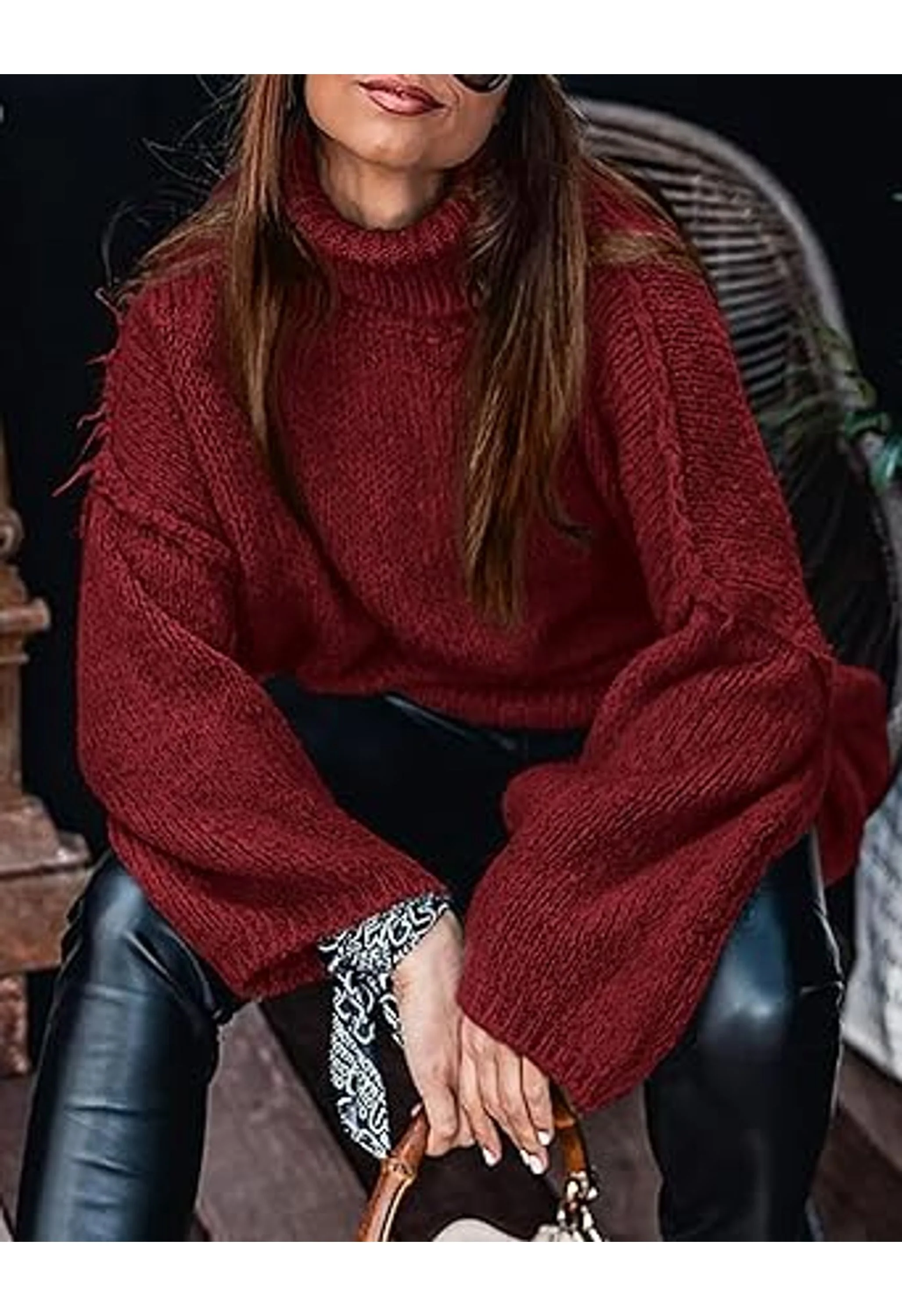 Women'sTurtleneck Oversized Sweaters - Image 3
