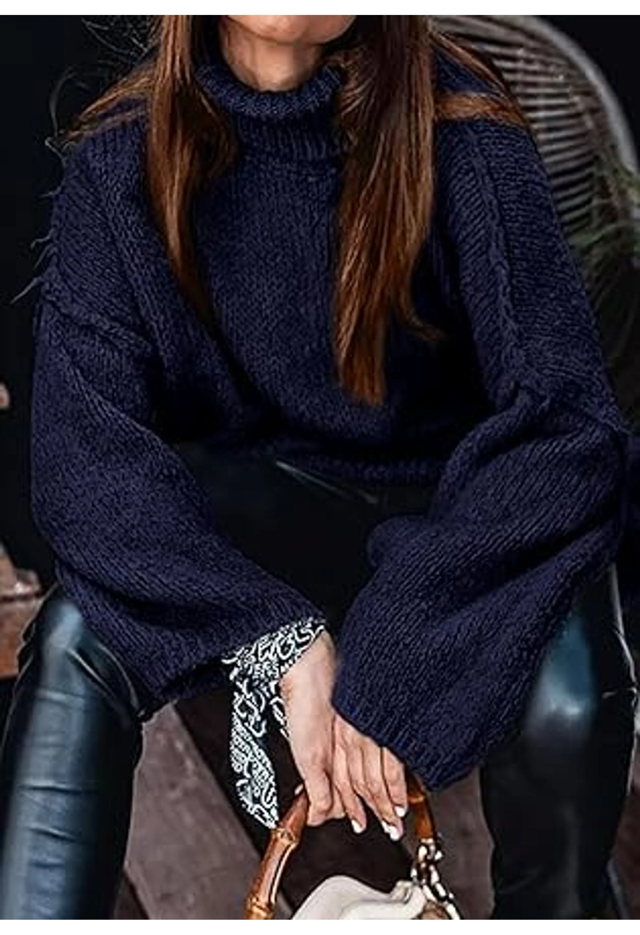 Women'sTurtleneck Oversized Sweaters - Image 3