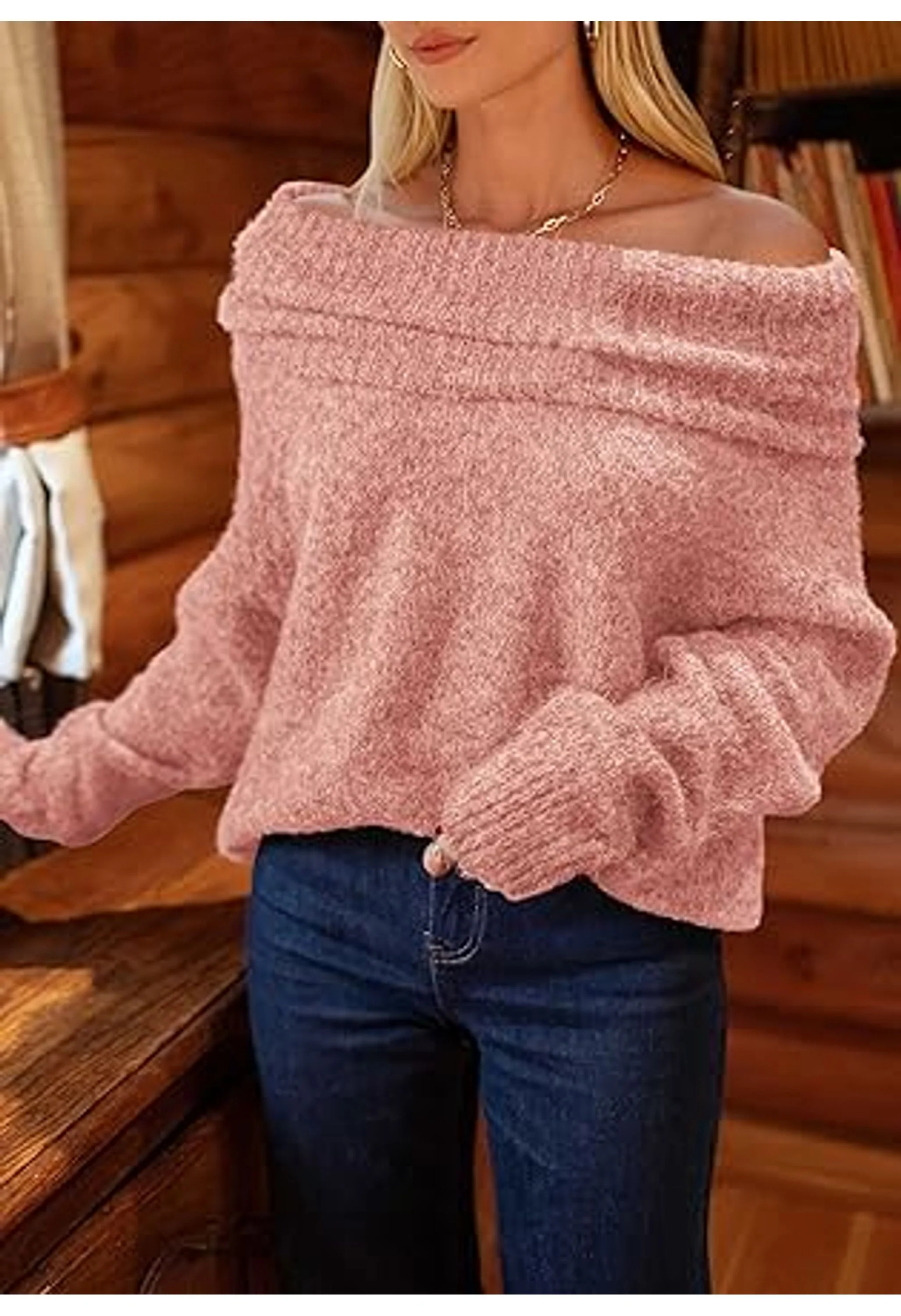 Women's Off The Shoulder Sweater - Image 3