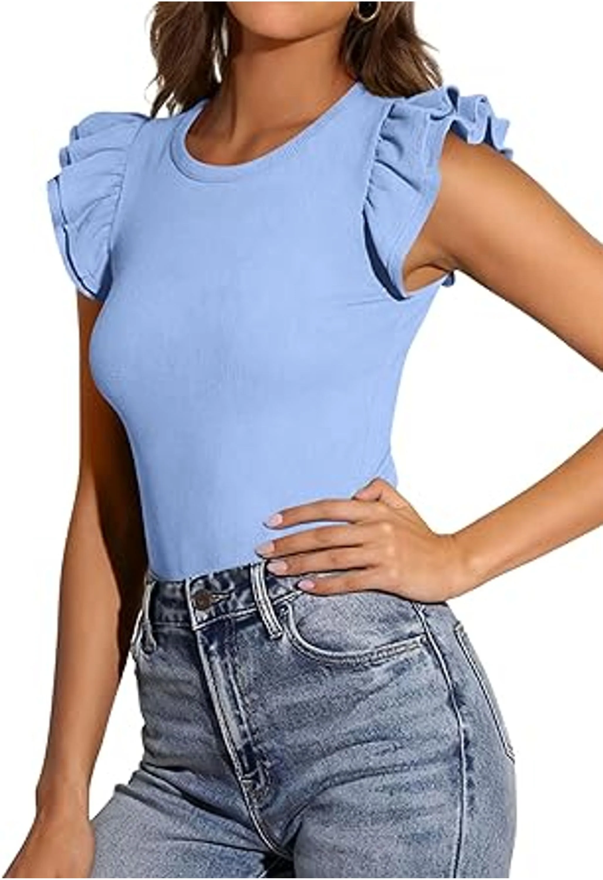 Women's Summer Ruffle Sleeve Tops - Image 2