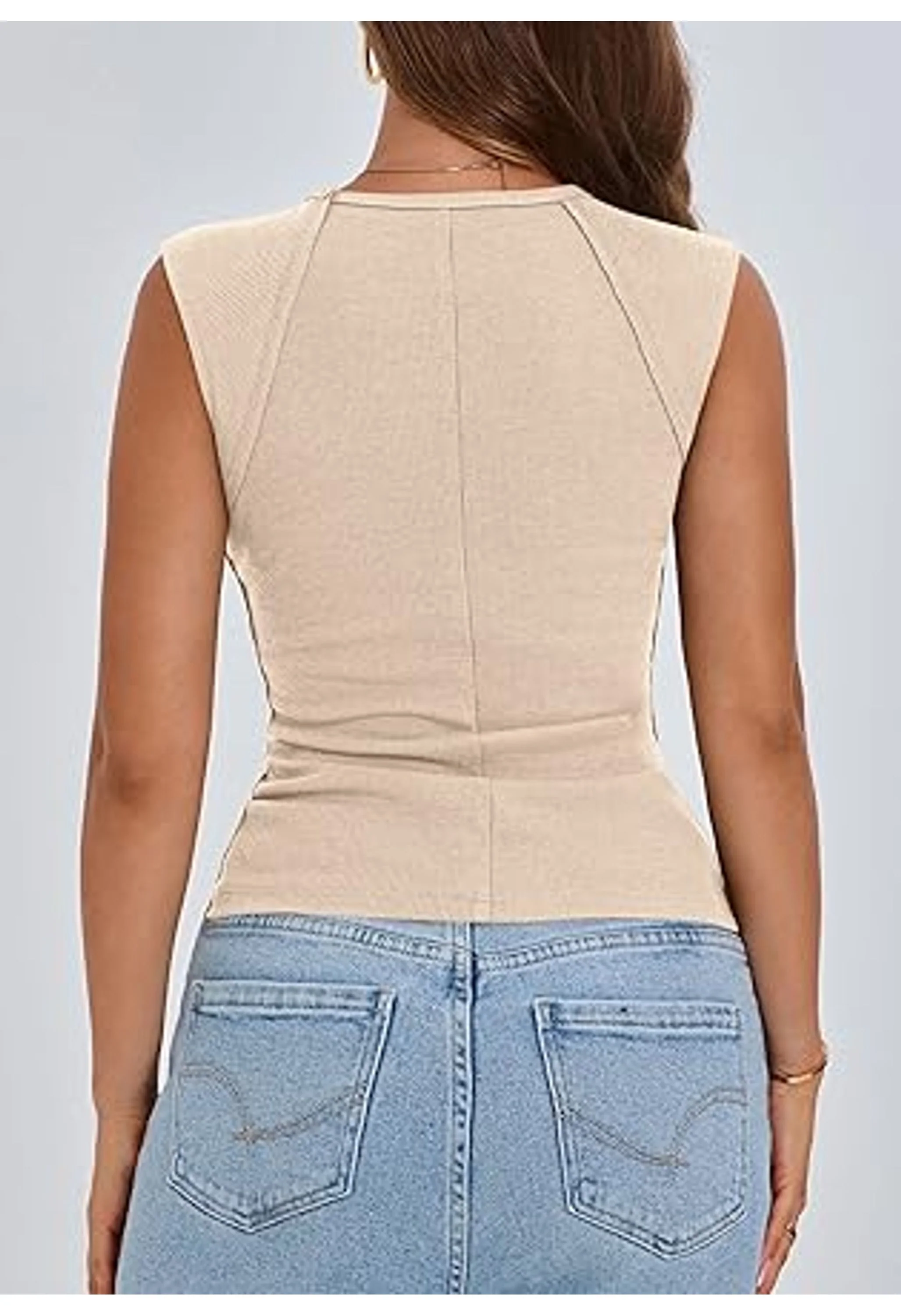 Women's Slim Fit Ribbed Summer Tee Shirts - Image 3