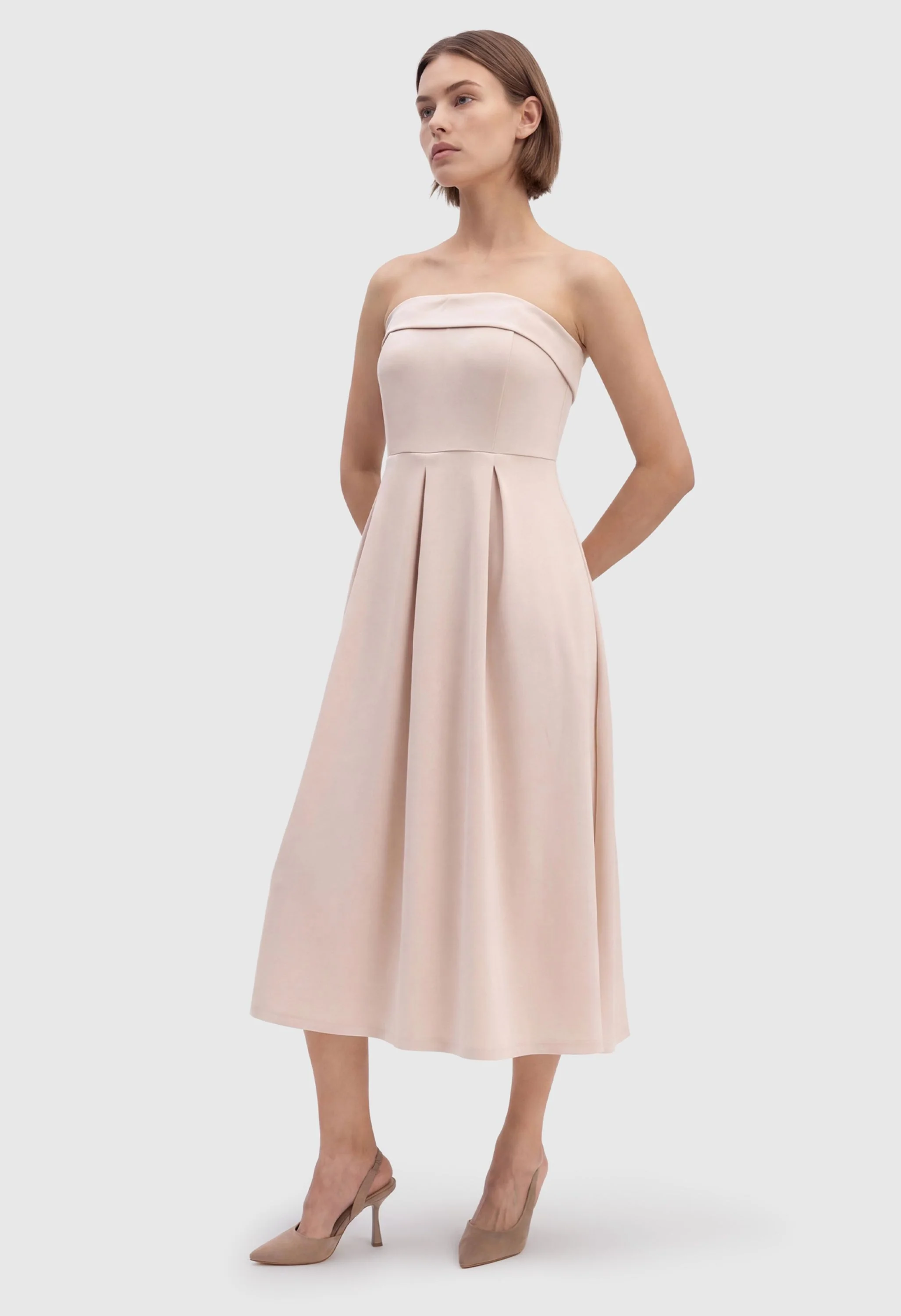 Women Summer Formal Elegant Strapless Midi Dress - Image 3