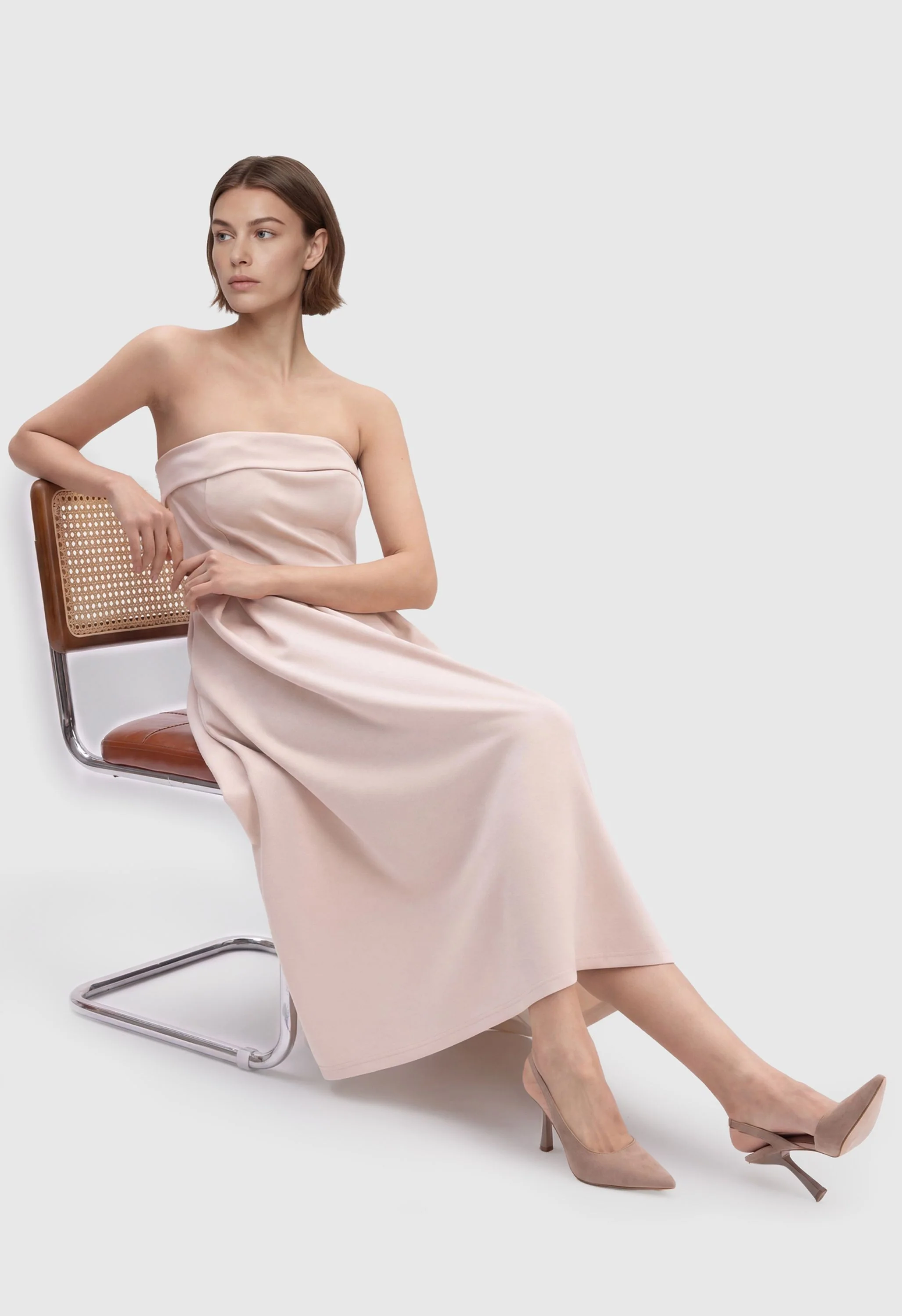 Women Summer Formal Elegant Strapless Midi Dress - Image 4